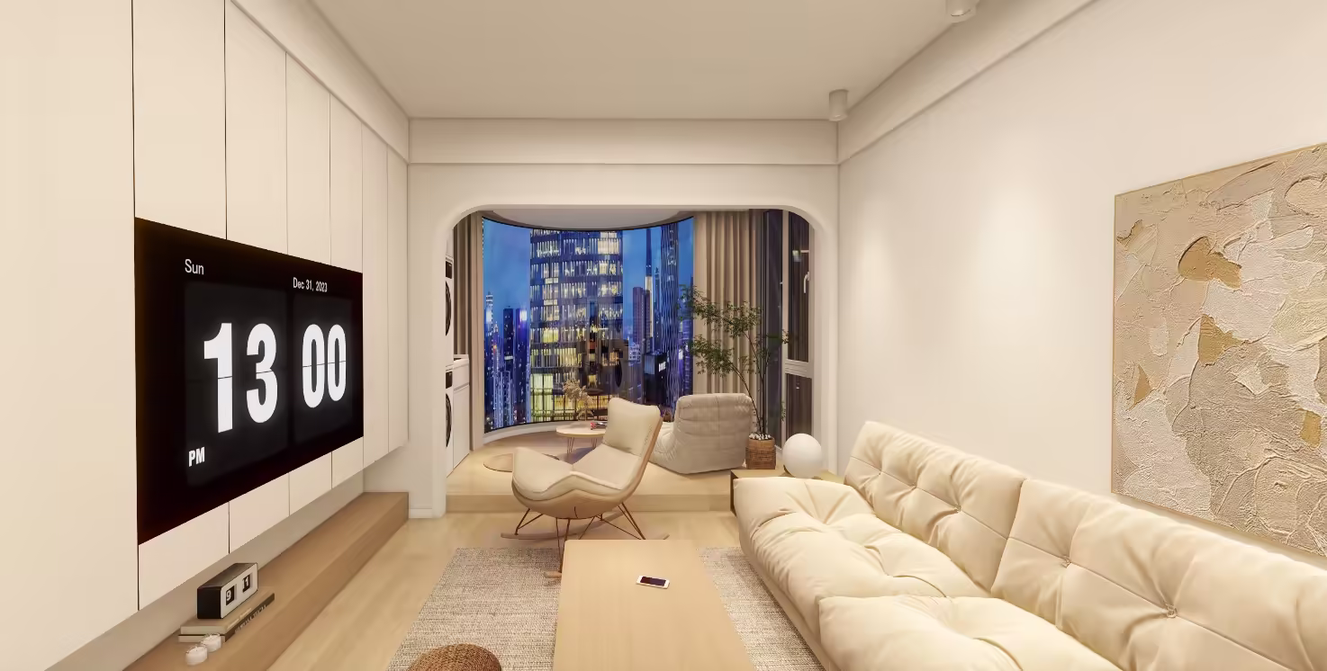 罗湖区太阳新城4栋A户型-原木风效果图