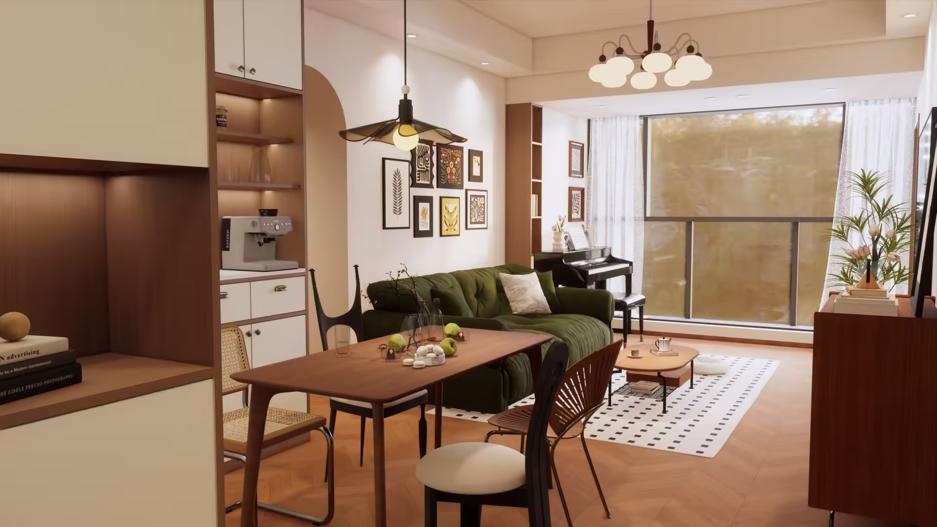 罗湖区东海富汇豪庭2栋C户型-中古风效果图